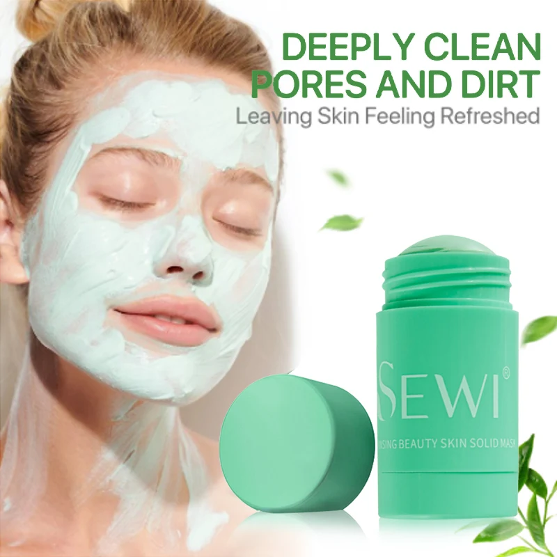 

Green Tea Mask Stick Purifying Oil Control Anti-Acne Remove Blackhead Fine Pores 40G Facial Moisturizing Mud Clay Mask