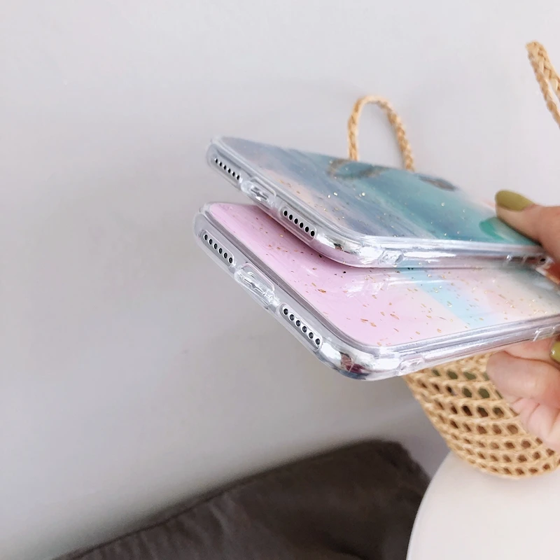 Блестящий блестящий золотой фольгой акварельный мрамор Радуга из мягкого