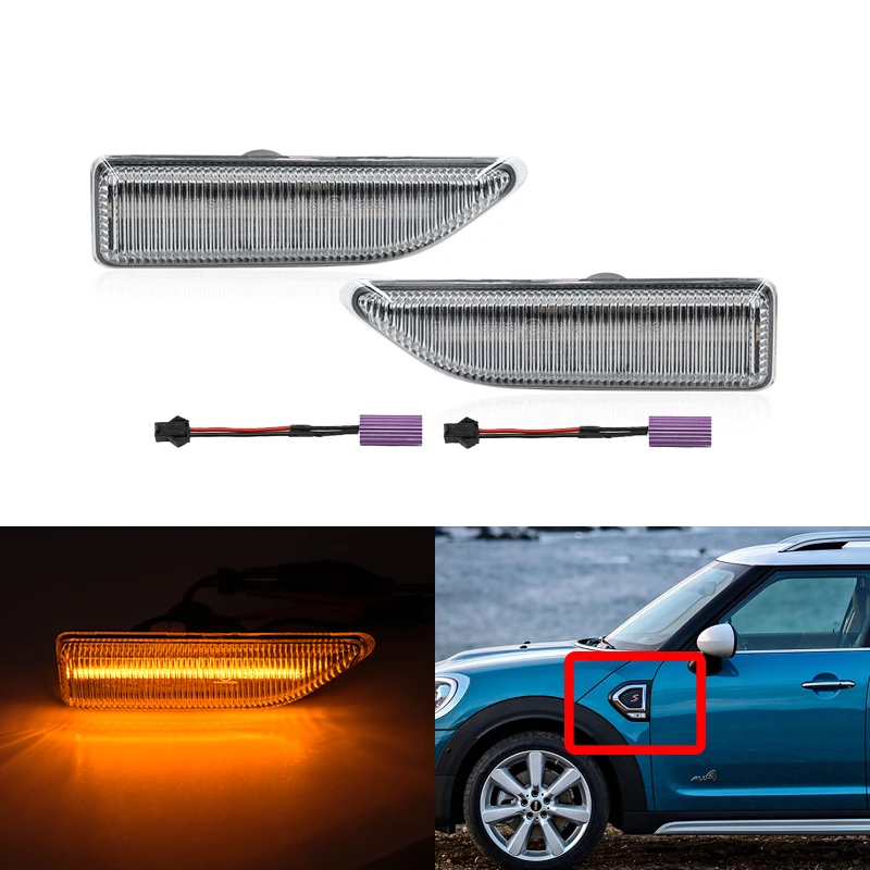 

2x Fits For MINI Countryman F60 2017 2018 2019 2020 Front Amber Led Side Marker Lights