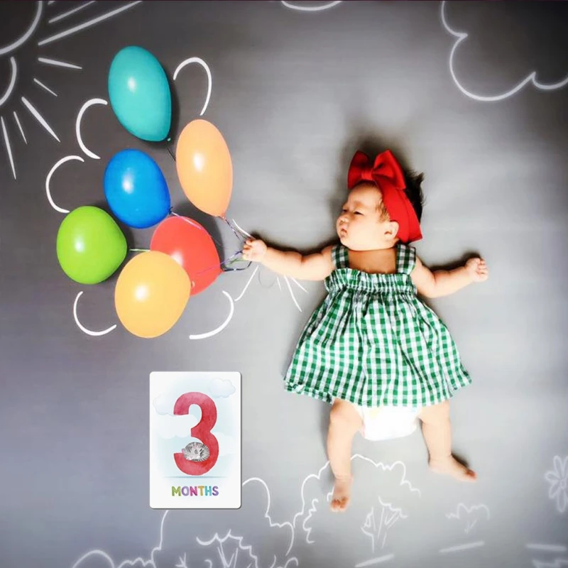 

12pcs Baby Milestone Cards Monthly Moment Cards Set First Year Progress Unisex Baby Shower Gift