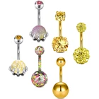 Кольцо для пирсинга пупка женское, кольцо из нержавеющей стали с хирургическим черепом, 14G, 6 шт.