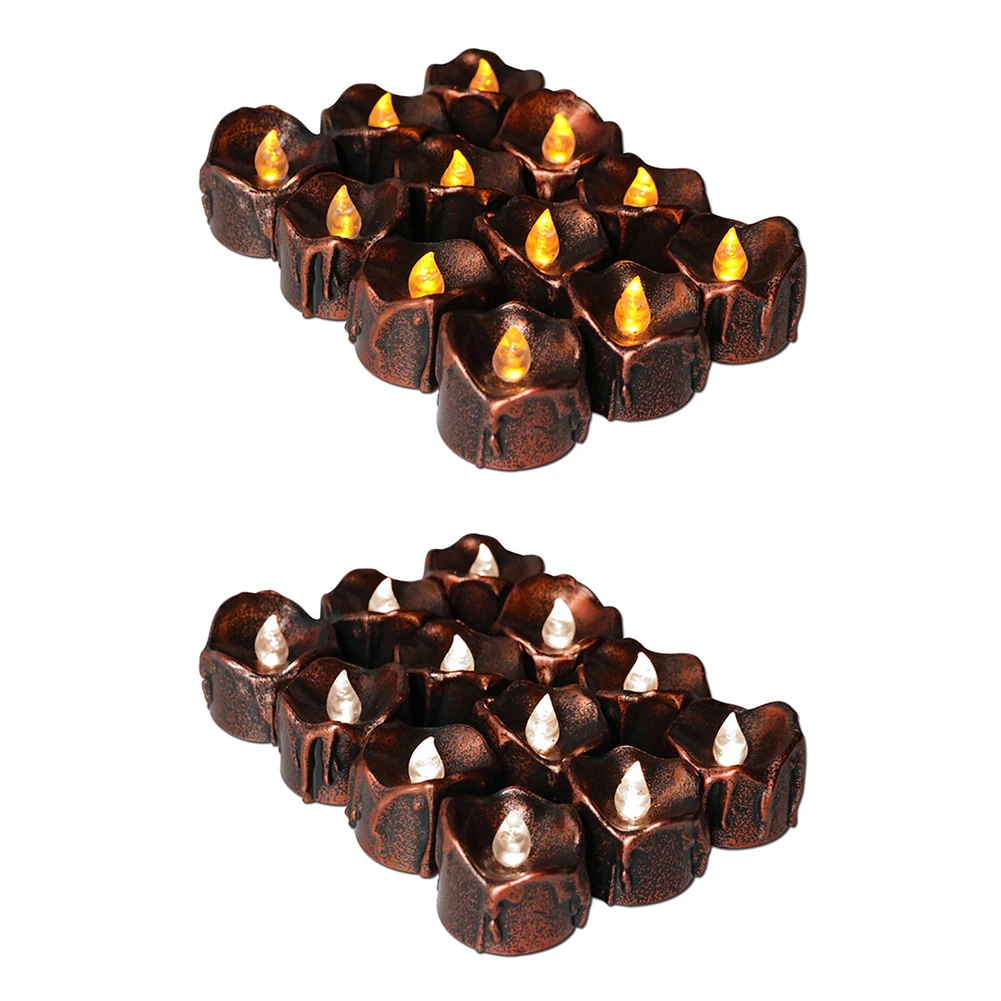 

12pcs Halloween Led Black Electronic Flameless Candle Light Pumpkin Lantern Simula Candle Light Lamp Festival Party Table Decor