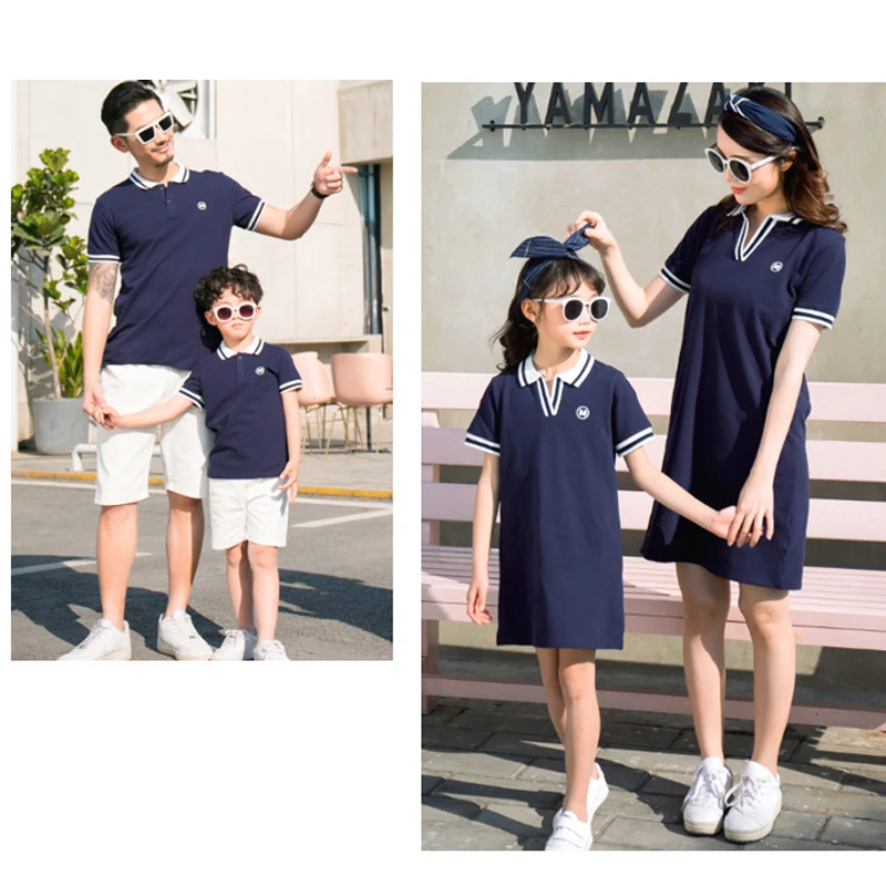 Одинаковые комплекты для семьи платья мамы и дочки летние футболки папы сына