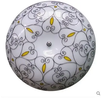 

16inch Mediterranean Bohemia Flower Vine Pastoral Ceiling Light Round Glass Lampshade lamparas de techo abajur