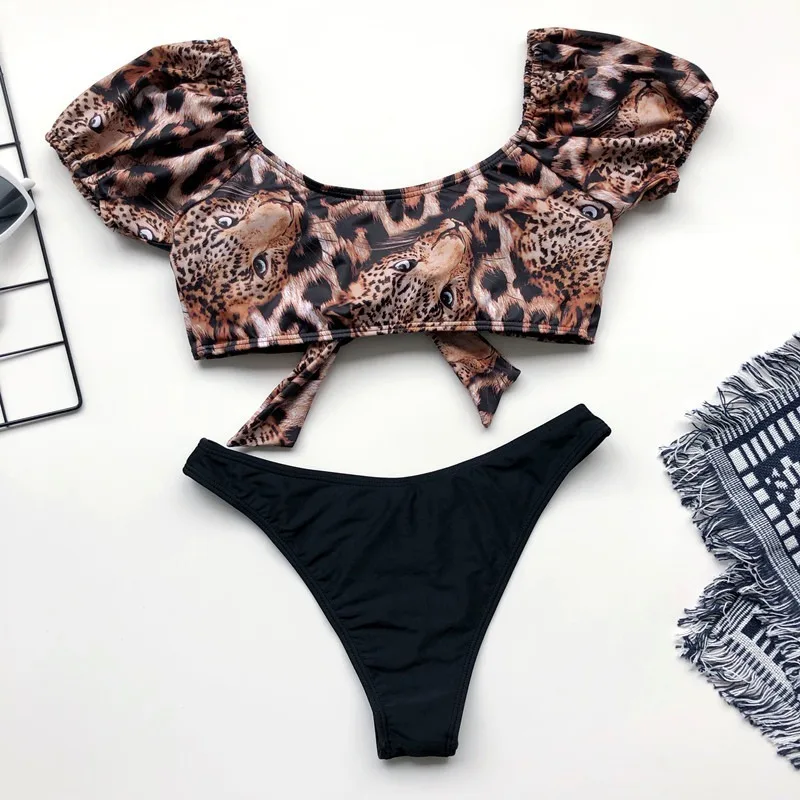 

Sexy Leopard Womens Triangle Bather Suit Swimwear Summer Bikini Set Two Piece Swimsuit Swim Fashion Swimming Suit for Womens2020