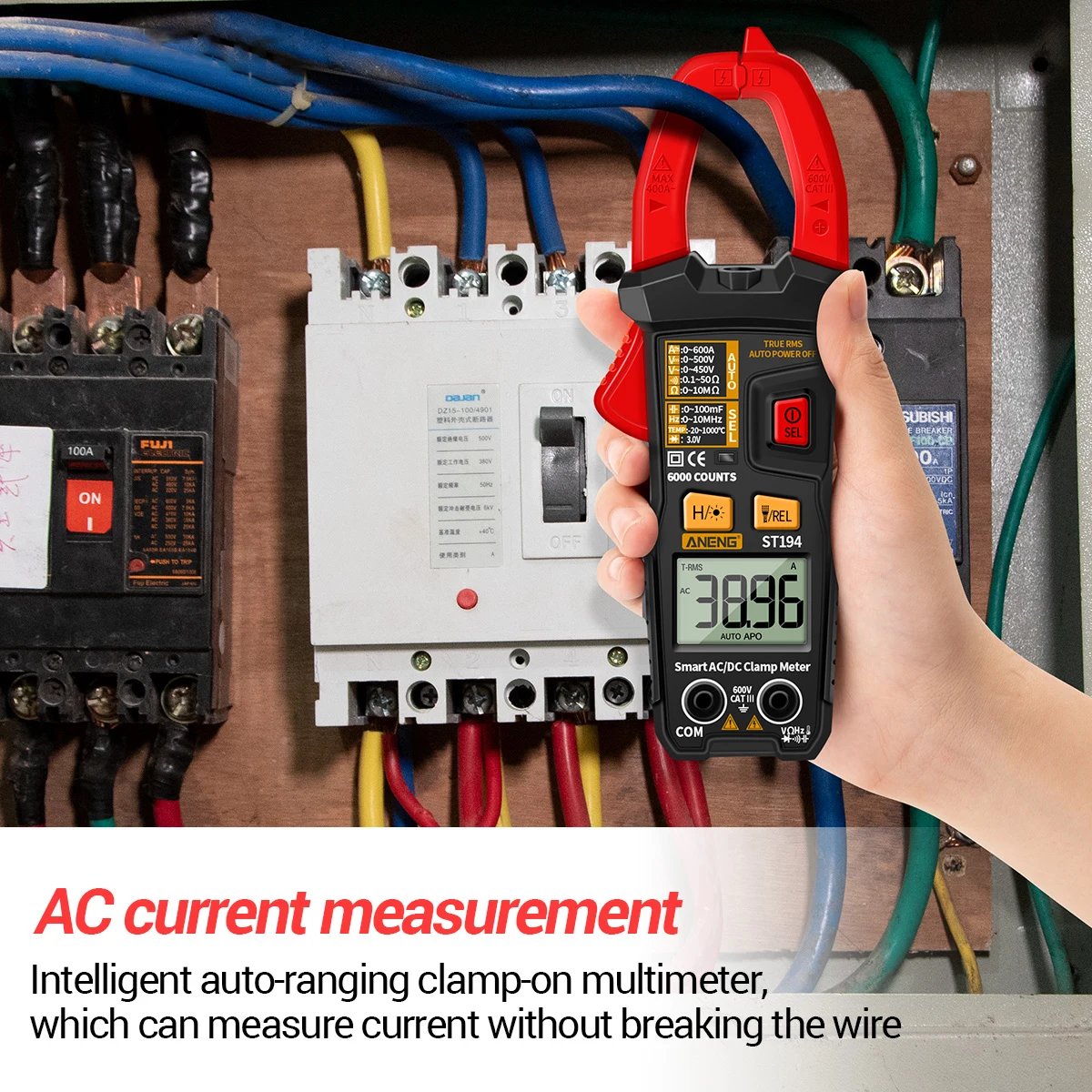 

ANENG 6000 Counts Digital Clamp Meter True RMS Current Tester NCV Meter DC/AC Voltmeter AC/DC Amp Meter Clamp-type Multimeter