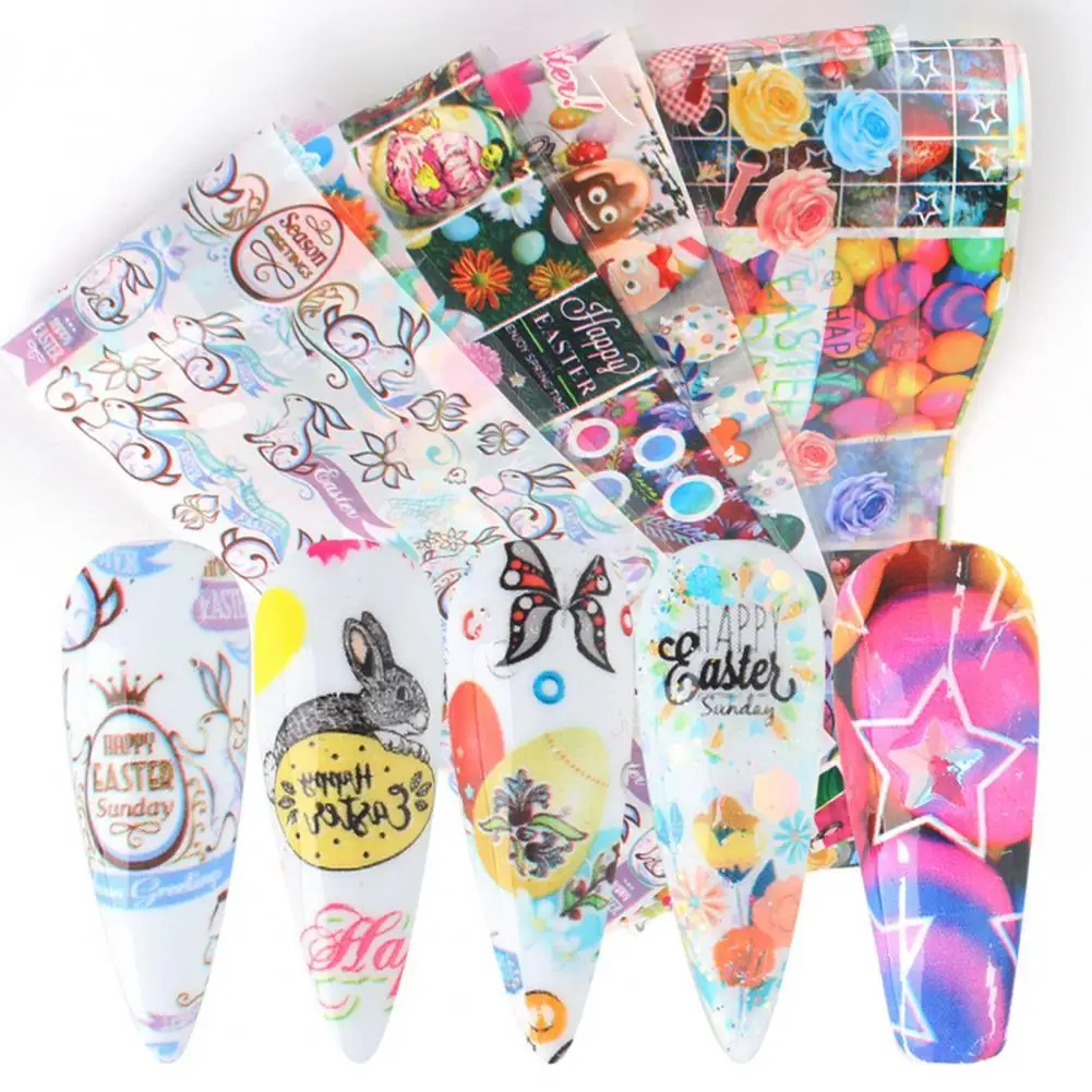 

10 шт./компл. пасхальные наклейки для ногтей, простые в использовании креативные красивые наклейки для ногтей для гардеробной