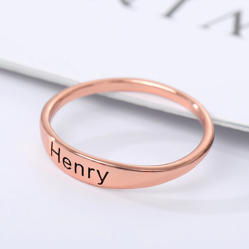 Изящное персонализированное кольцо с именем под заказ гравировка начальная Дата