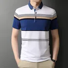 Ymwmhu, новинка 2021 года, мужская рубашка-поло, хлопковые летние повседневные футболки с коротким рукавом и отворотом, полосатая рубашка-поло для мужчин, Корейская одежда