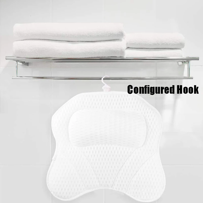 

Bath Pillow for Tub Bathtub Pillow with Neck Shoulder Back Support 4D Air Mesh Bath Accessories 6 Strong Suction Cups