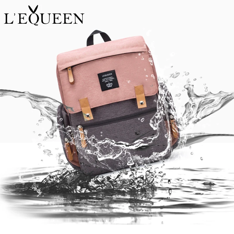 Lequeen Brand Diaper Bag Large Capacity USB Mummy Bag Travel Backpack Designer Nursing Bag for Baby Care Fashion Mmy bag