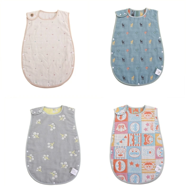 

Q9QB Baby Sleeping Bag Wearable Blanket Six-layer Gauze Sleeveless Jersey Cotton Kids