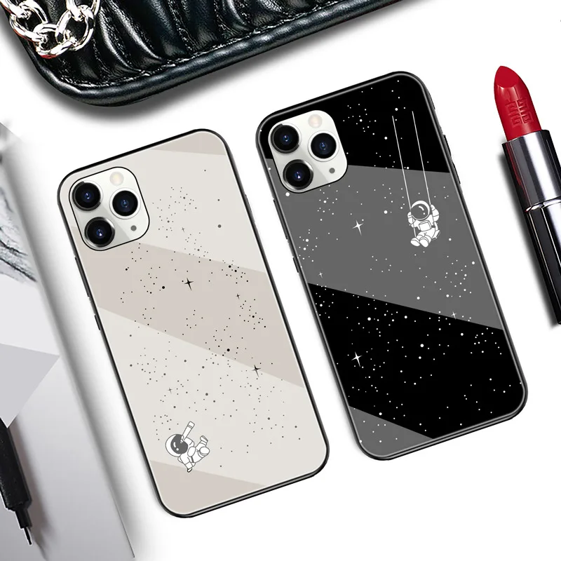 

For samsung galaxy S10 5G plus S10e Case Space Astronaut Hard Glass Cover