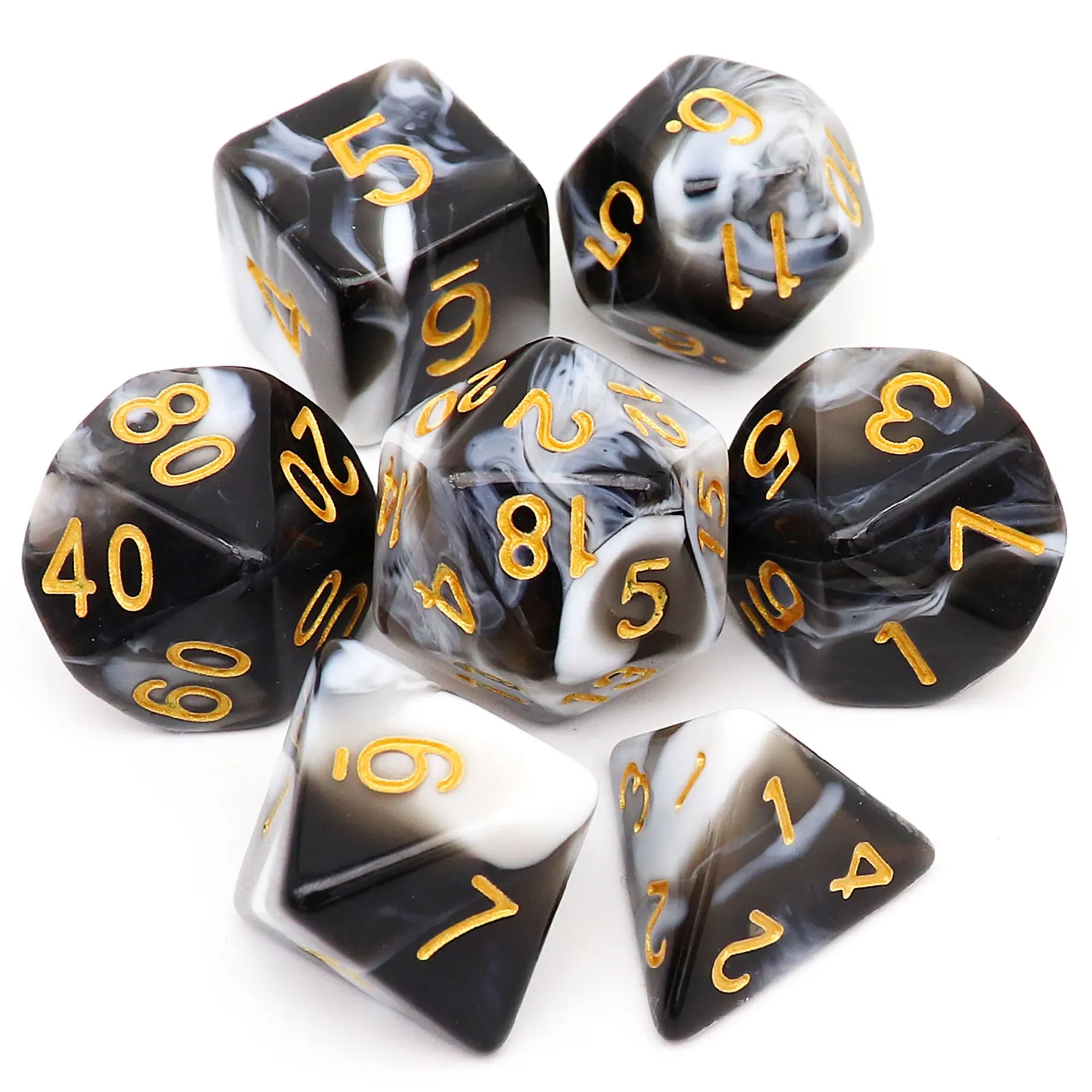 

Haxtec вихревой игральные кости DND набор 7 шт многогранные D & D черный, белый цвет кости для ролевой игры в кости