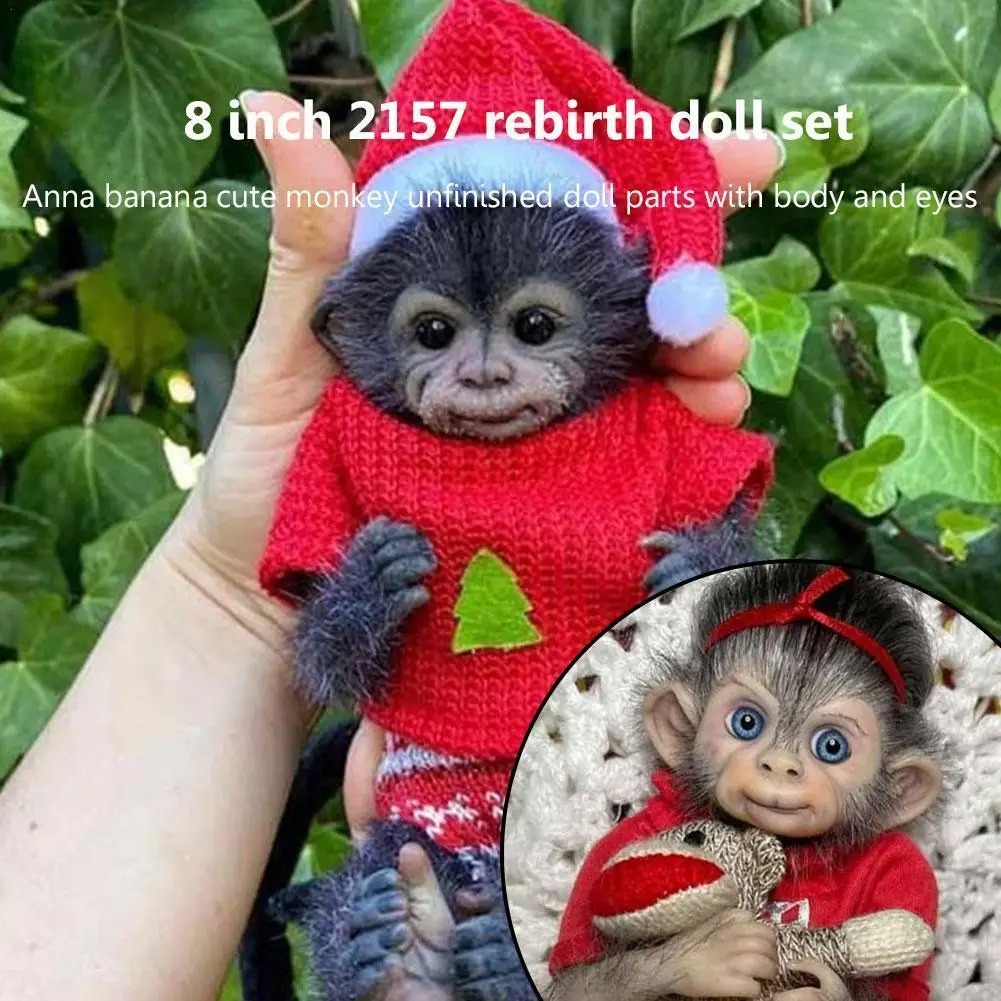 

8 Inch 2157 Rebirth Doll Set Anna Banana Cute Monkey Unfinished Doll Parts With Body And Eyes