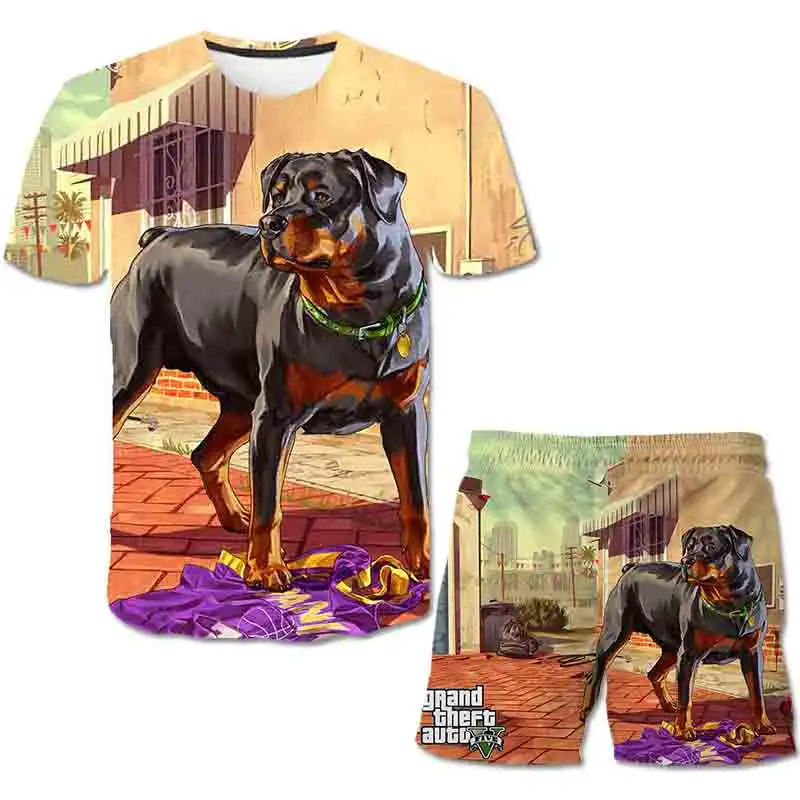 

Summer Anime Game Clothing Set 3D Printing Casual T-shirt Boy New Sports Fashion Hip Hop Harajuku Style Shorts Set