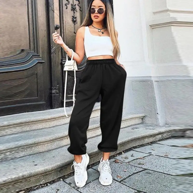 Брюки с высокой талией уличная одежда корейские повседневные брюки женские