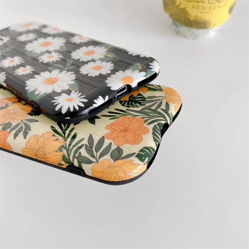 

Fashion Cute Flower floral Phone Case For iphone 11 Pro Max 7 8 plus X XR XS Max SE 2020 Back Cover shockproof Border Soft Capa