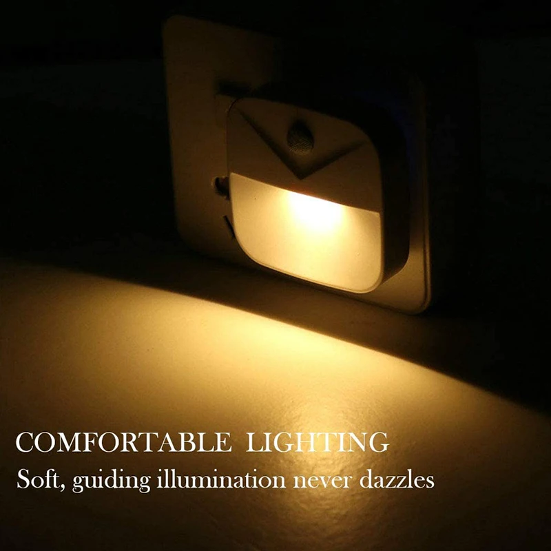 

LED Night Light, Warm White Plug In Nightlights with Dusk-To-Dawn Sensor for Bedroom, Bathroom, Kitchen, Hallway, Stairs, 6-Pack
