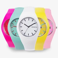colorful men women watch cream color ultra thin fashion gift silicone strap leisure watch geneva wristwatch womens jelly watch
