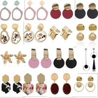 korean acrylic womens pendant earrings metal statement geometric round crystal earrings 2021 fashion retro womens jewelry