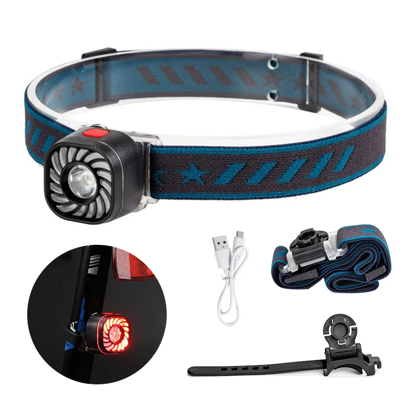 

XPE LED Bicycle Taillight Headlamp Waterproof 7 Mode Outdoor Night Fishing Riding Head Torch USB Charging Camping Headlight