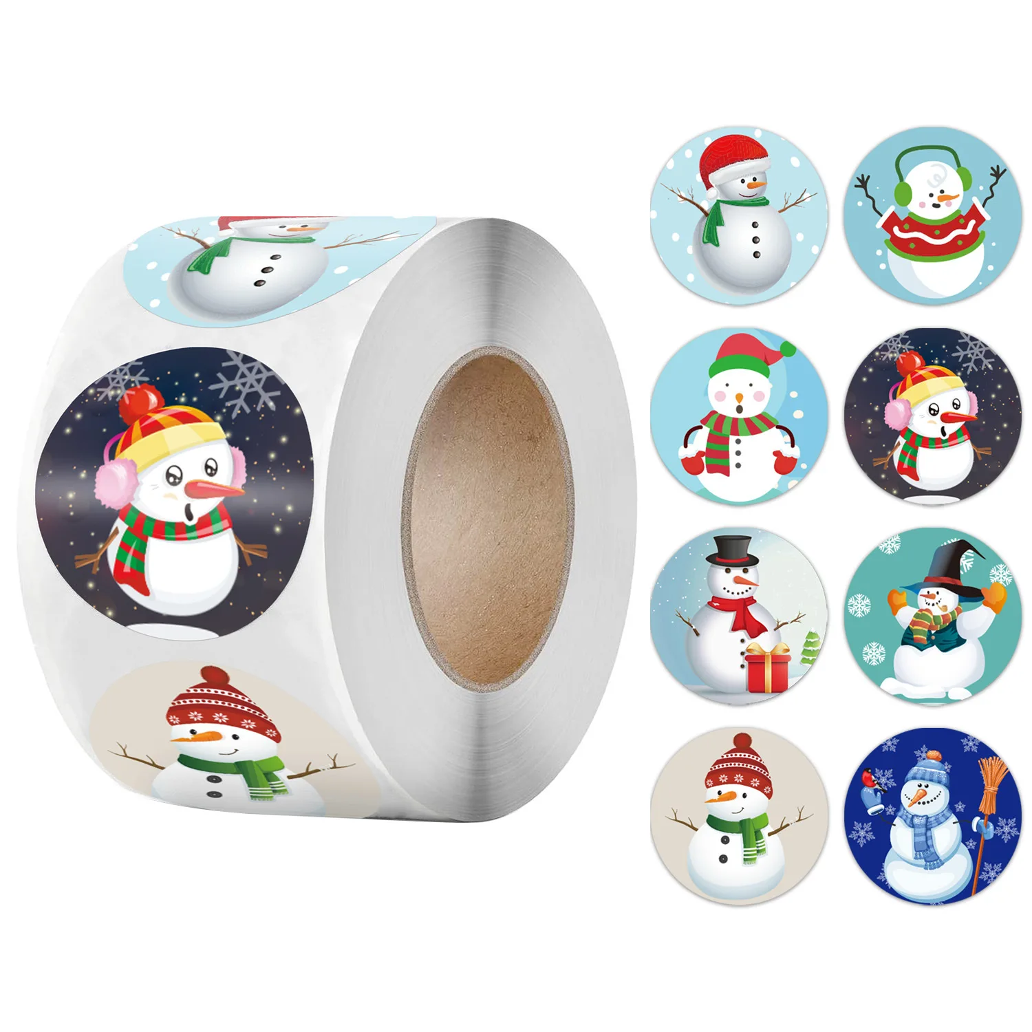 

500pcs/Roll 3.8cm/1.5inch Merry Christmas Santa Stickers For Gift Packing Winter Snowman Elk Deer Labels Xmas Decoration Home