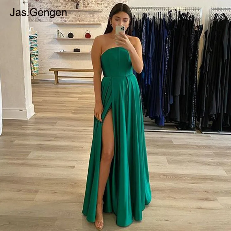 

2020 New bridesmaid dresses for evening event Front high slit two side pockets prom dresses Long