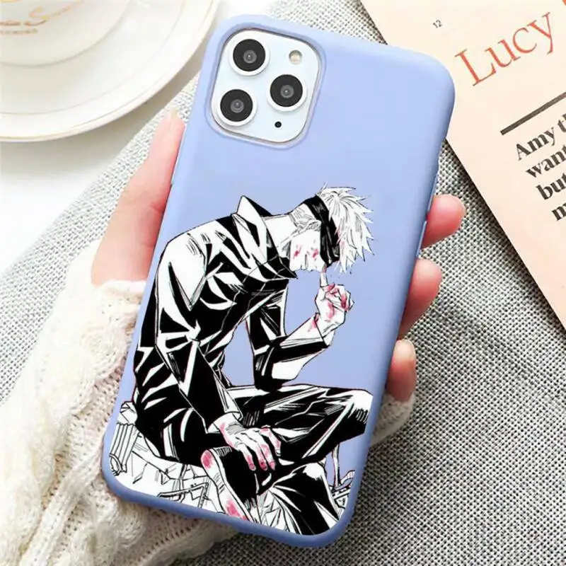 

Jujutsu Kaisen Phone Case Candy Color Blue for iPhone 11 12 pro XS MAX 8 7 6 6S Plus X 5S SE 2020 XR