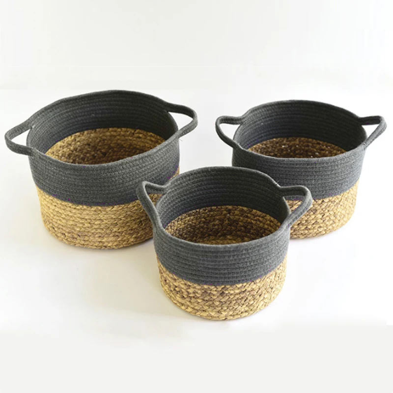 Противоударная заданяя из хлопчатобумажного каната корзина для хранения ручной
