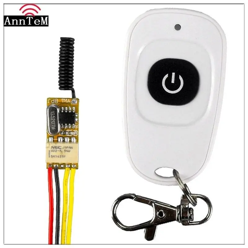 

433 MHz RF Wireless Remote Control Switch Mini Small Relay Circuit Module 3.7v 5v 6v 9v 12v Battery Power Momentary Controller