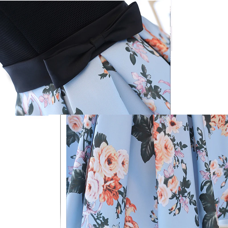 

Short Prom Dress 2021 Above Knee Formal Gowns Flower Printed Mini Party Dresses