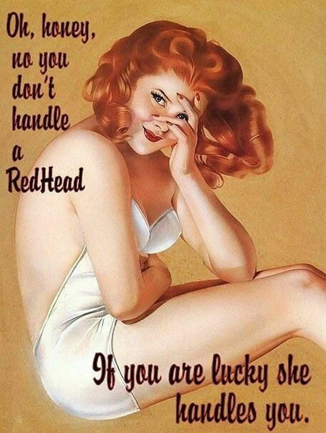

Hot Redhead Pinup Retro Metal Sign,Vintage Metal Tin Sign 8 X 12 Inches