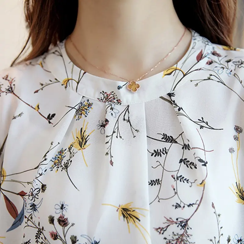 Новое роскошное шифоновое женское платье с принтом Blusas рубашка цветочным узором