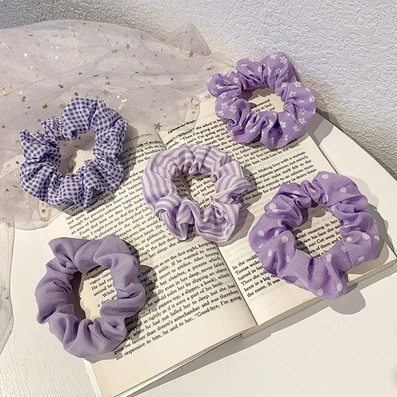 

Pleated Hair Scrunchies Girls Hair Accessories Kids Hair Styling Tools Hair Wear Children Head Rope Floral Print Hair Wear