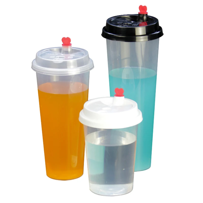 

50pcs 380ml 520ml 700ml transparent disposable milk tea cup birthday party favors drinking coffee juice plastic cups with lid