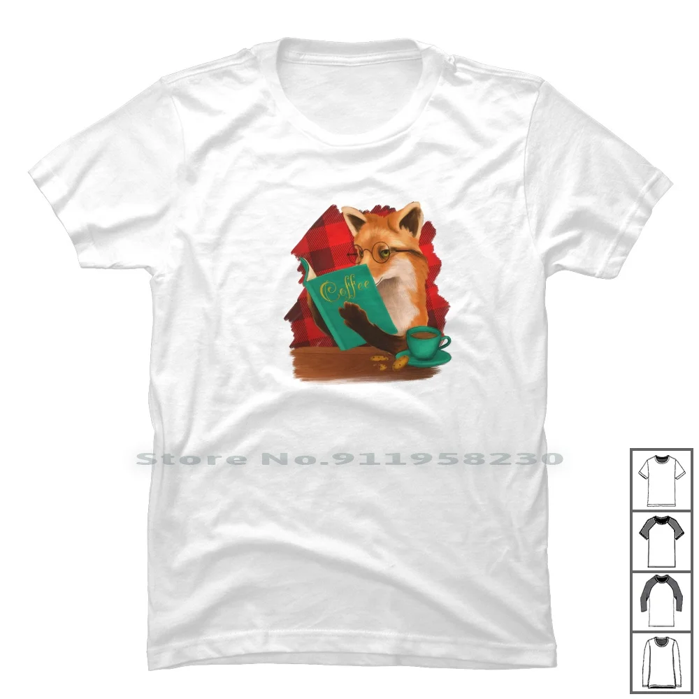 Футболка Fox с кофейным принтом 100% хлопок полной мощностью без конца Foxtrot Coffee Trot Cafe