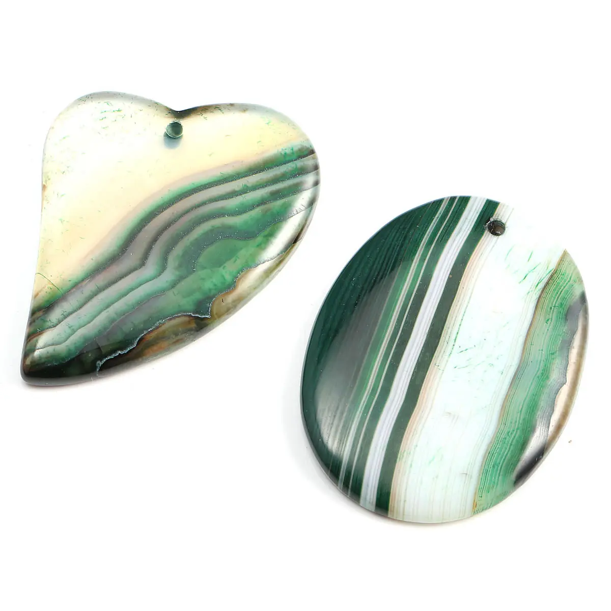 

5Pcs New Natural Stone Green Striped Agates Pendants Temperament Making for Jewelry Necklace Accessories Gift For Women