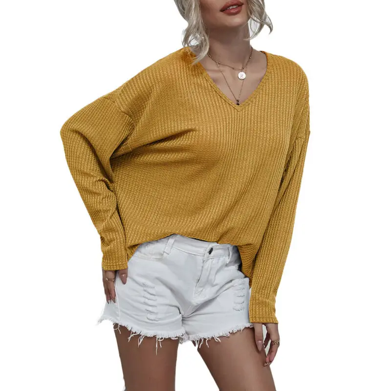 

Womens Ladies Long Sleeve Jumper Blouse Tops V Neck Sweater Pullover Baggy NEW