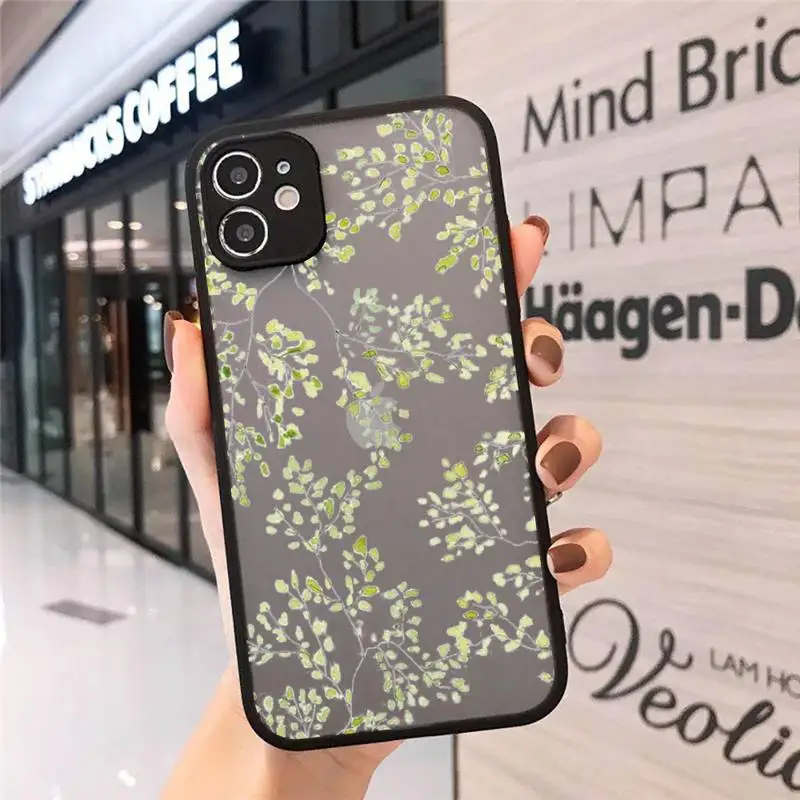 

Watercolor plants with flowers Phone Case For iphone 12 11 8 7 plus mini x xs xr pro max matte transparent cover