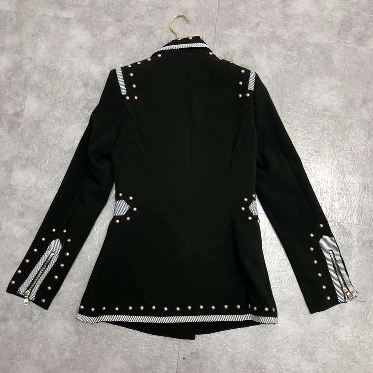 Брючные костюмы женские наборы черный блейзер длинный рукав Модный бисер 2 шт