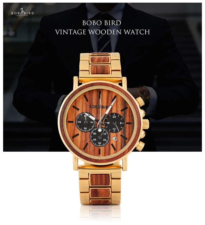 BOBO BIRD relogio masculino роскошные мужские часы металлические деревянные наручные часы с хронографом кварцевые часы на заказ Рождественский подарок J-Q26