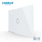 Настенный сенсорный выключатель LIVOLO стандарта США, рычаг со светодиодным индикатором, дистанционное перекрестное Беспроводное управление, панель из хрустального стекла