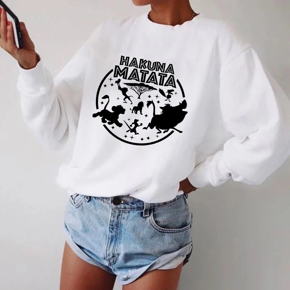 

Disney Harajuku Vintage Women Sweatshirt HAKUNA MATATA The Lion King Printed Personalise Simplicity Style Hoodies Long sleeve
