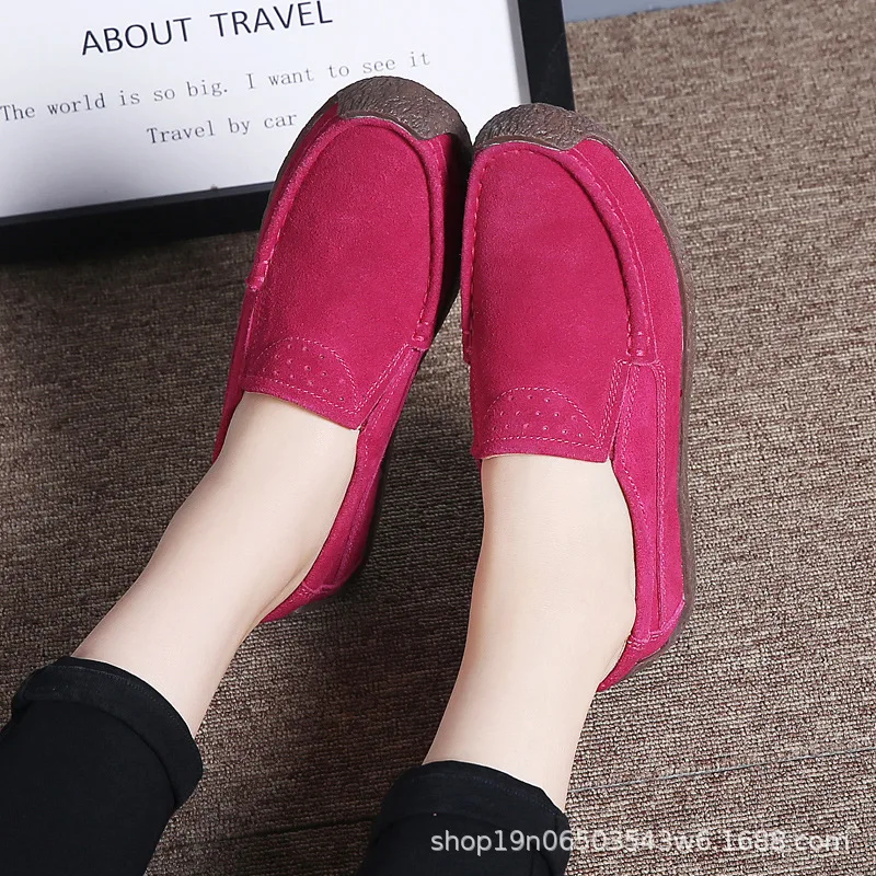 Koovan Women's Leather Shoes 2021 Women Flat Casual Shoes Women's Foreign Trade New Peas Snail Shoes