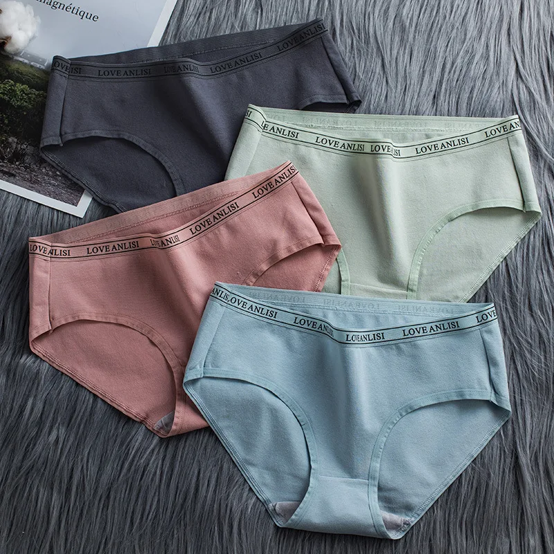 

95% cotton underwear women mid-waist cotton student women's underwear low-rise sexy briefs girls Korean women