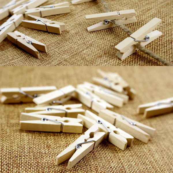 

150pcs Mini Natural Wooden Clothes Photo Paper Clothespin Craft Clips 25mm Home Wooden Clothes Spring Clips