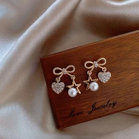five pointed star bowknot love pearl earrings female korean fashion personality exquisite ear jewelry