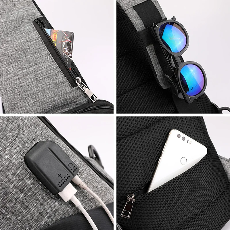 Новинка Мужская нагрудная сумка с USB зарядкой маленький рюкзак 2018 мужская