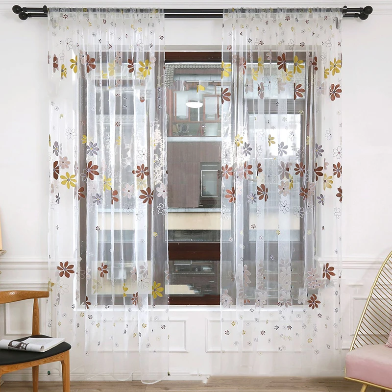 

Printed Rose Flower Curtains Offset Printing Curtain Translucent Curtain Home Textiles Finished Products Beautiful Rod Curtains